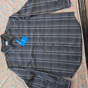 Columbia Men's Dark Gray Striped Button Down Shirt